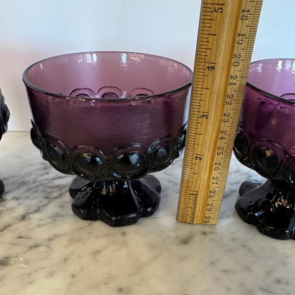 Set of 3 Tiffin Franciscan Madeira Glass Sherbet Cups. Vintage Amethyst Glass. - Picture 6 of 12